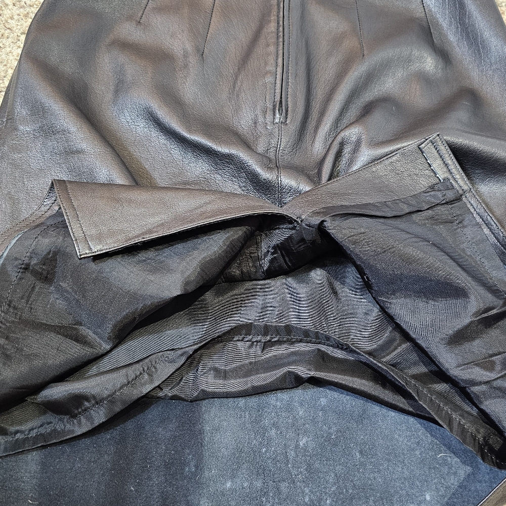 Italian Vintage Soft Leather Skirt High Waisted - Picture 7 of 10